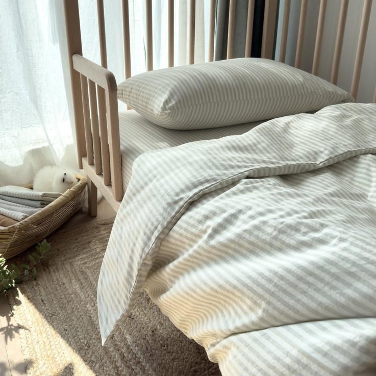 Housse de couette Percale de Coton Bio bébé rayé