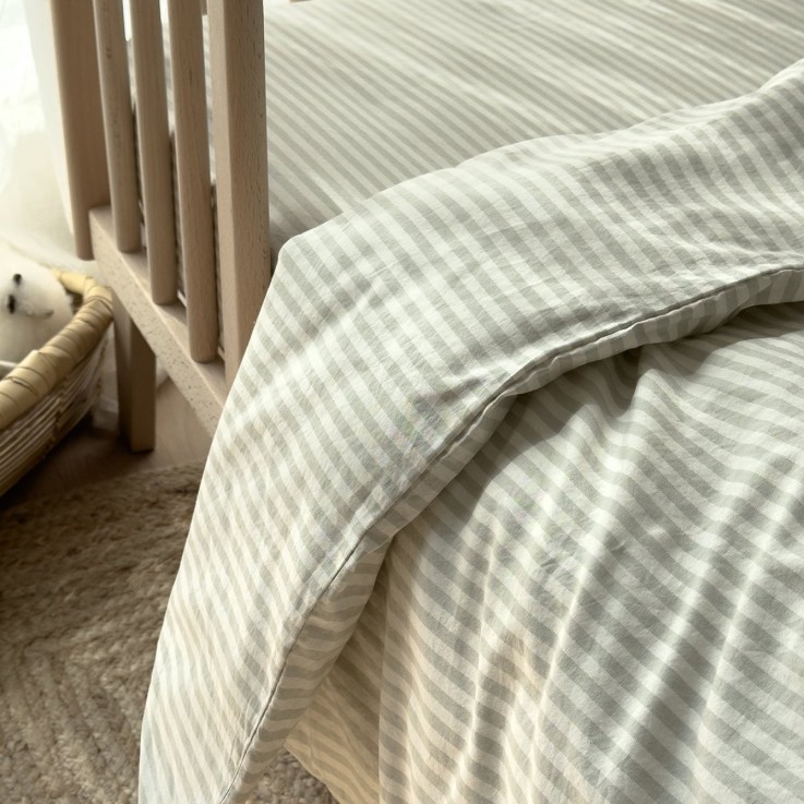 Housse de couette Percale de Coton Bio bébé rayé