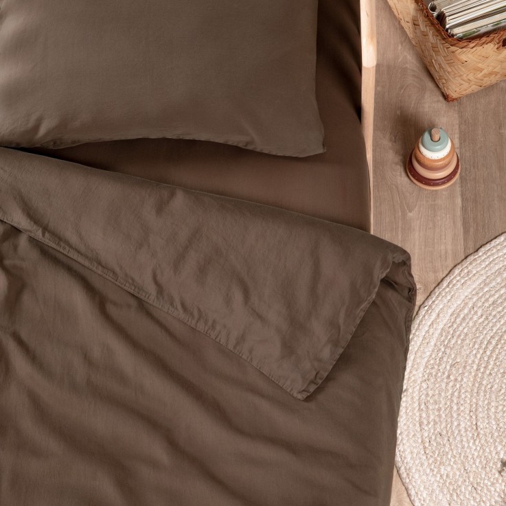 Housse de Couette bébé Satin de Coton Bio lavé