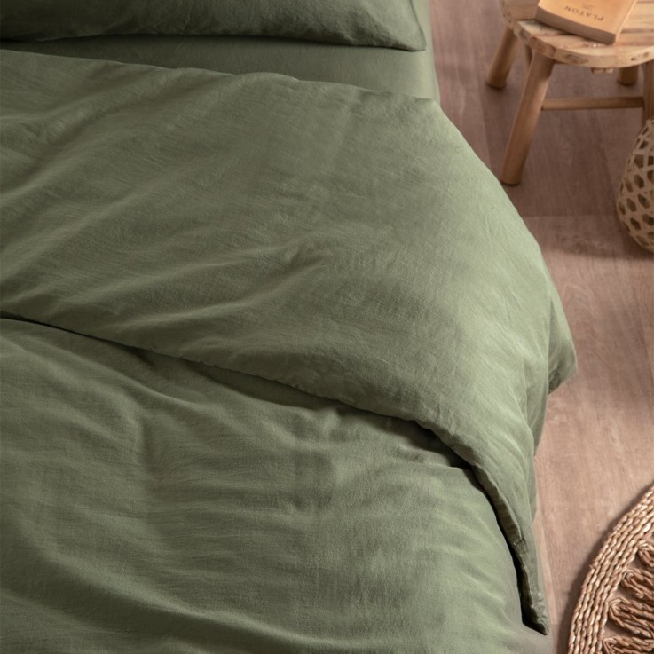 Housse de Couette Adulte Satin de Coton Bio lavé