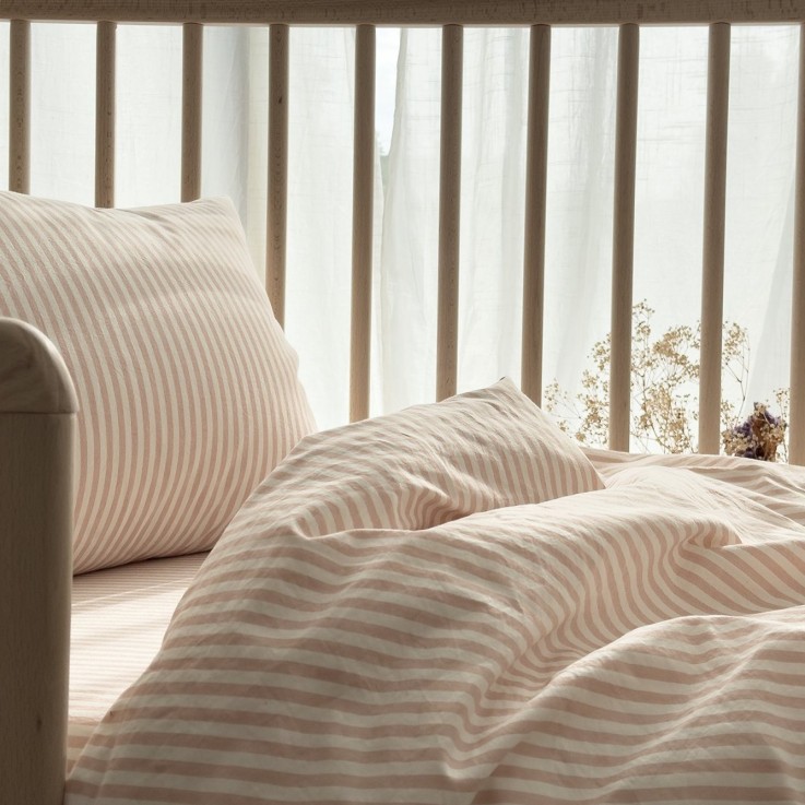 Housse de couette Percale de Coton Bio bébé rayé