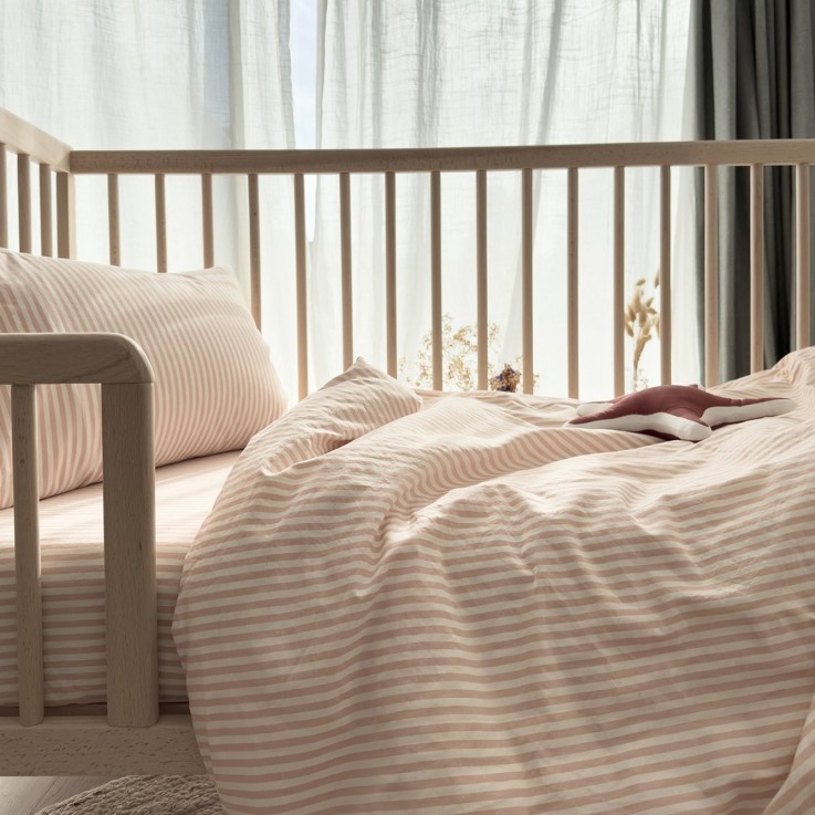 Housse de couette Percale de Coton Bio bébé rayé