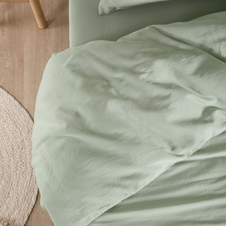 Housse de Couette Satin de Coton Bio lavé 1 personne