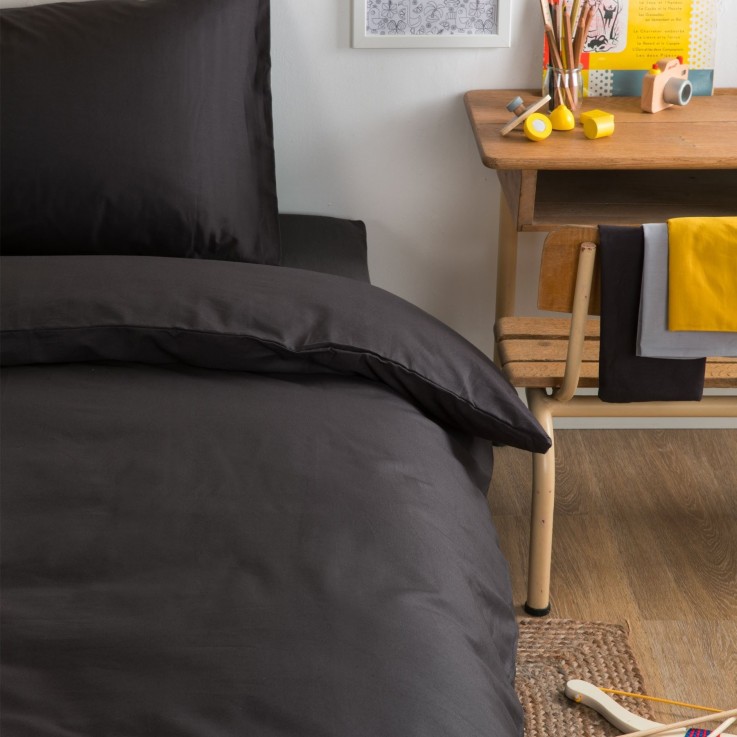 Housse de couette unie en Coton Bio pour lit 1 personne