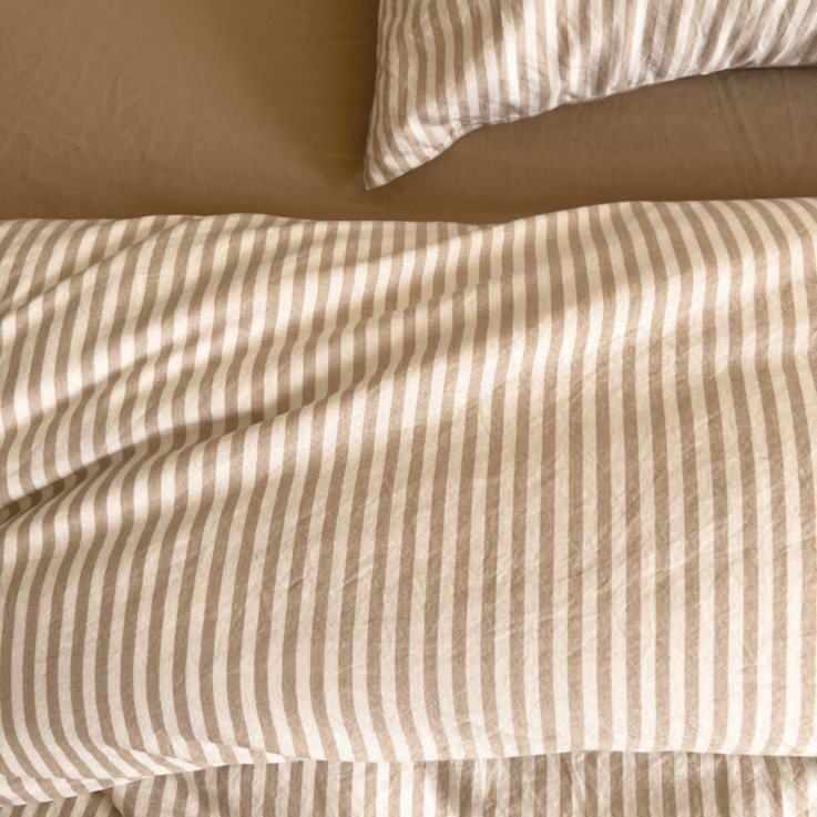 Housse de couette Adulte Percale de Coton Bio rayé