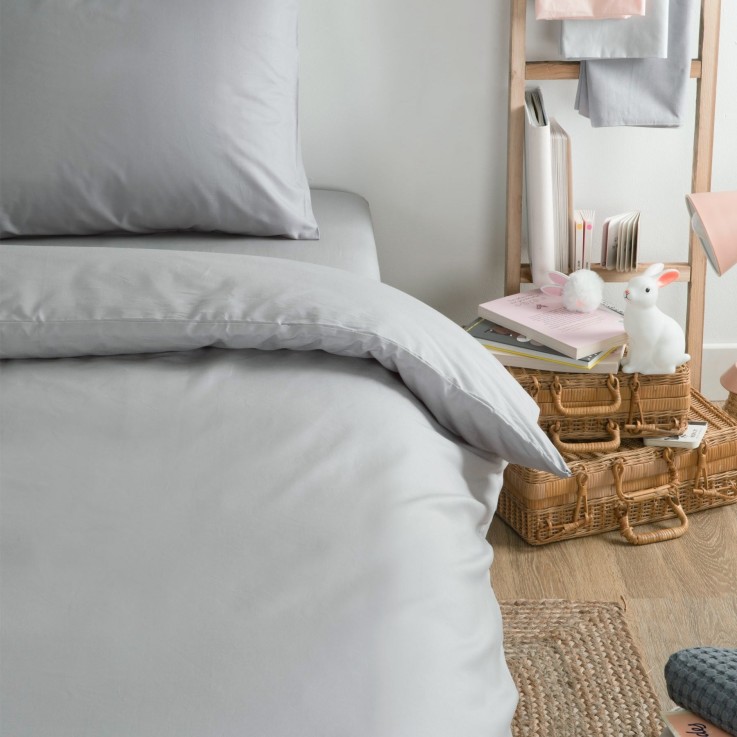 Housse de couette unie en Coton Bio pour lit 1 personne