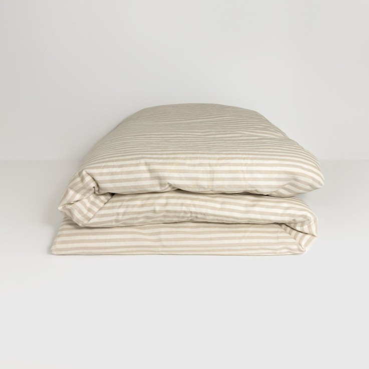 Housse de couette Percale de Coton Bio rayé 1 personne