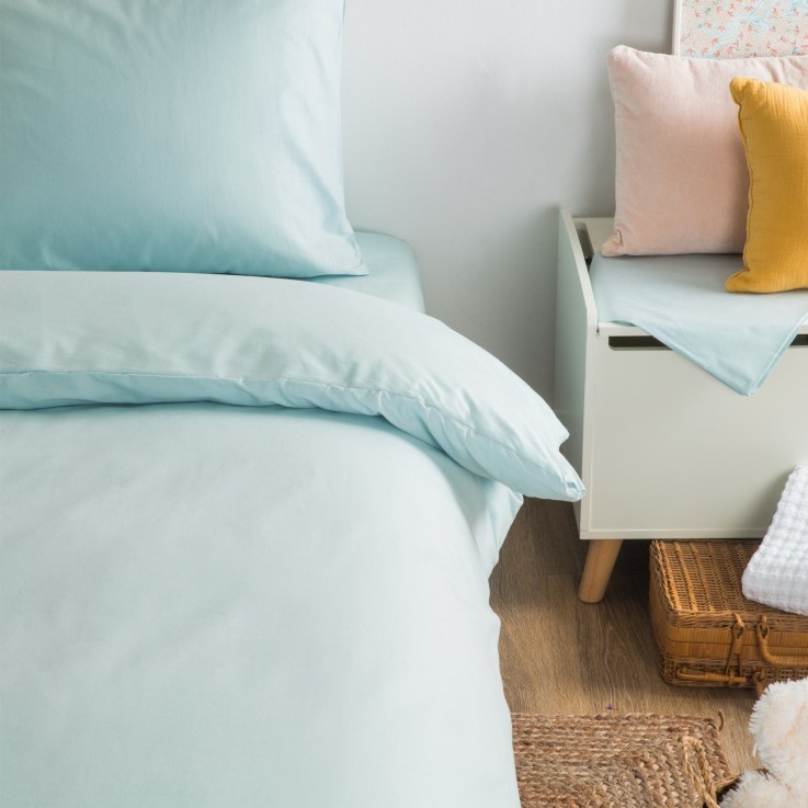 Housse de couette unie en Coton Bio pour lit 1 personne