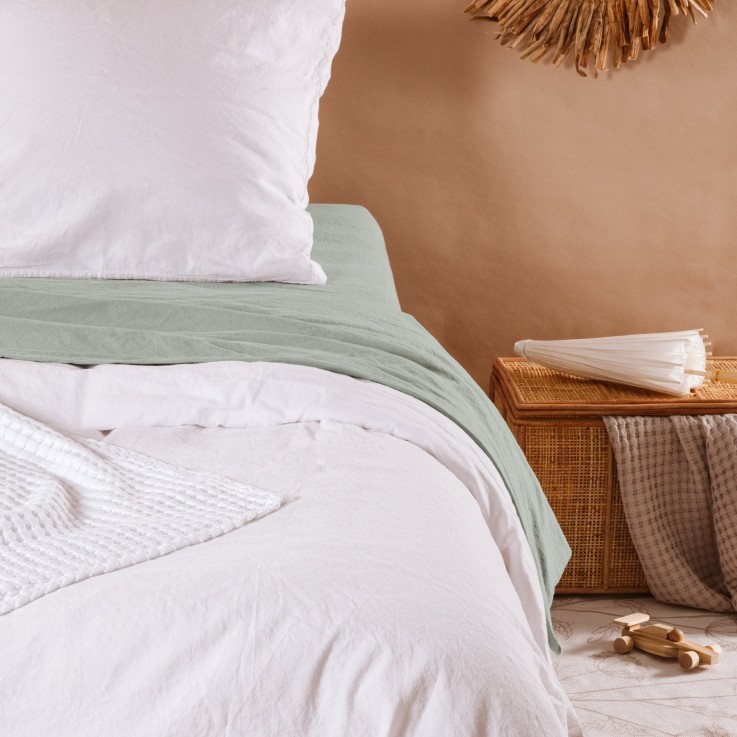 Housse de Couette Satin de Coton Bio lavé 1 personne