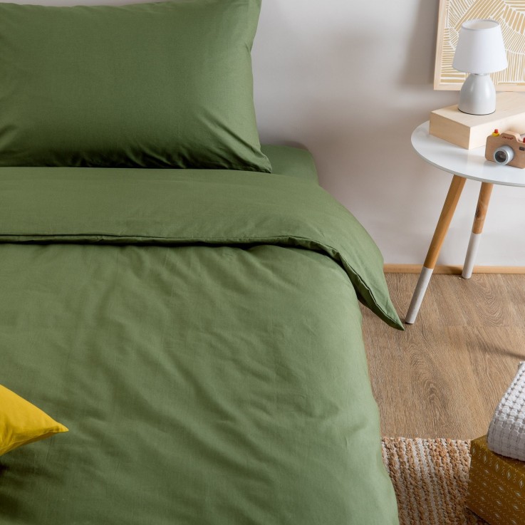 Housse de couette unie en Coton Bio pour lit 1 personne