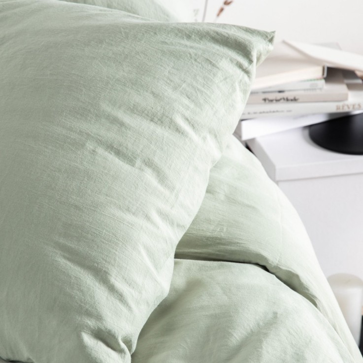 Taie d'oreiller Satin de Coton Bio lavé