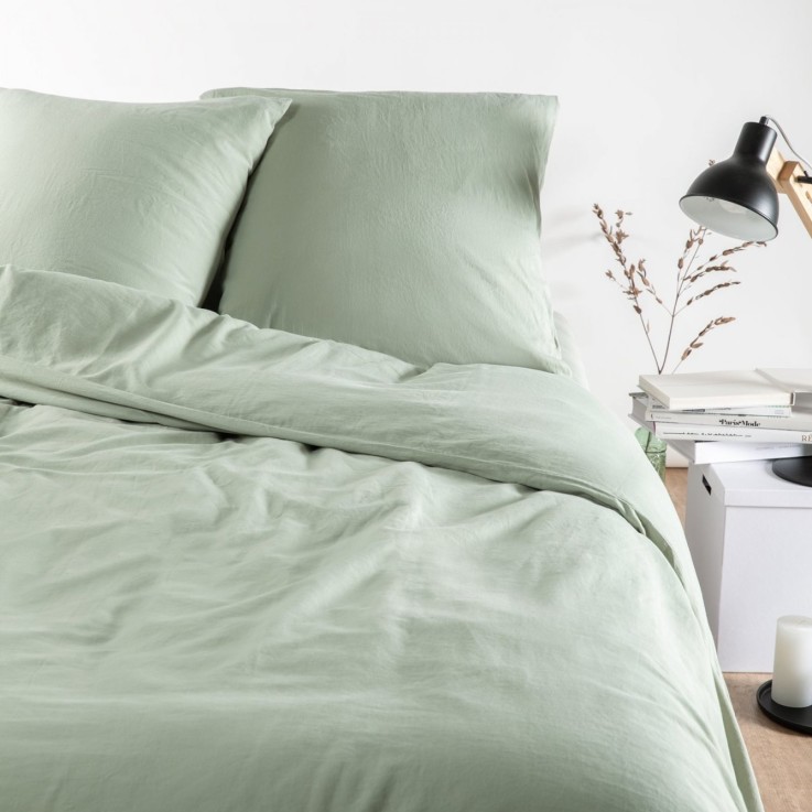 Taie d'oreiller Satin de Coton Bio lavé