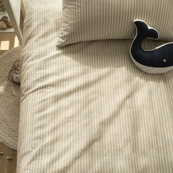 Taie d'oreiller Percale de Coton Bio rayé