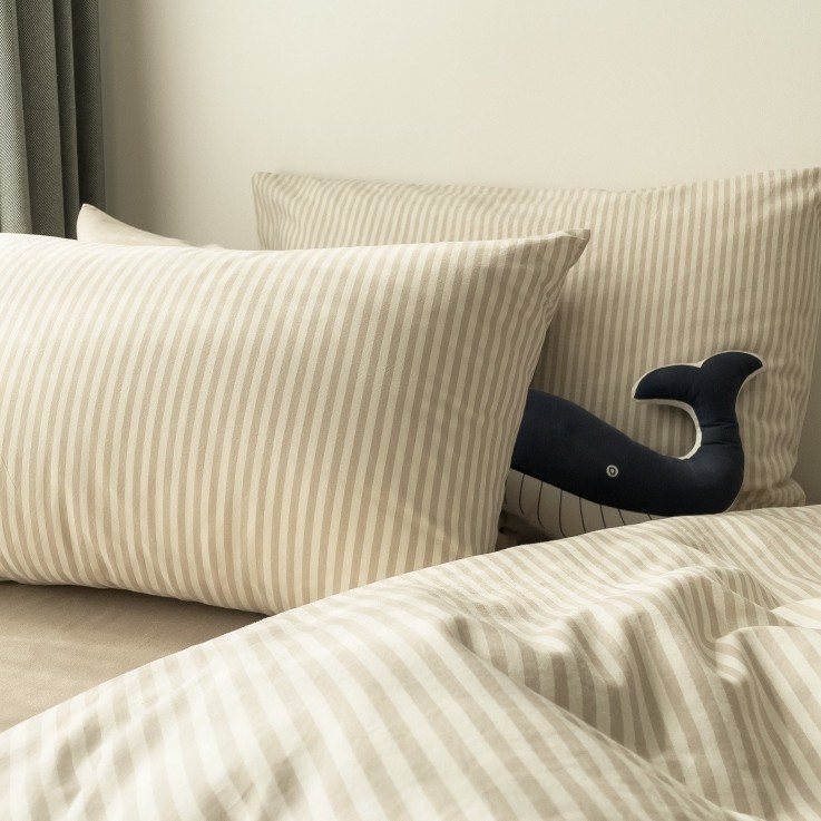 Taie d'oreiller Percale de Coton Bio rayé