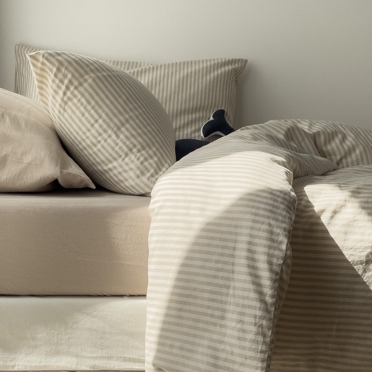 Taie d'oreiller Percale de Coton Bio rayé