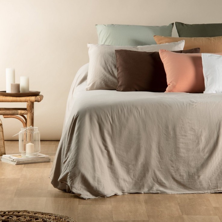 Taie d'oreiller Satin de Coton Bio lavé