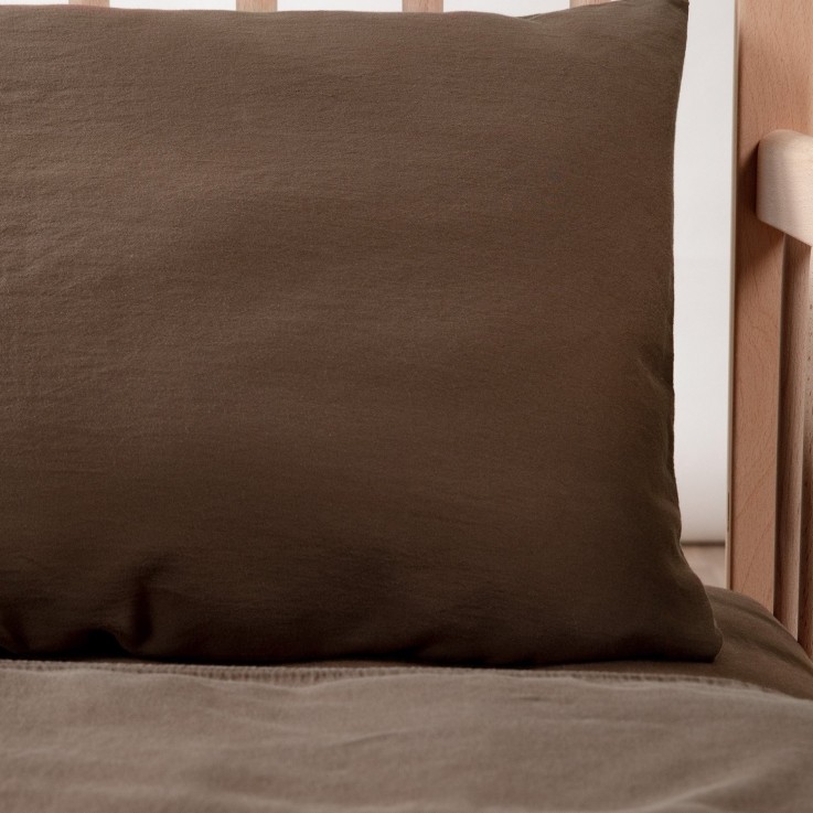 Taie d'oreiller Satin de Coton Bio lavé