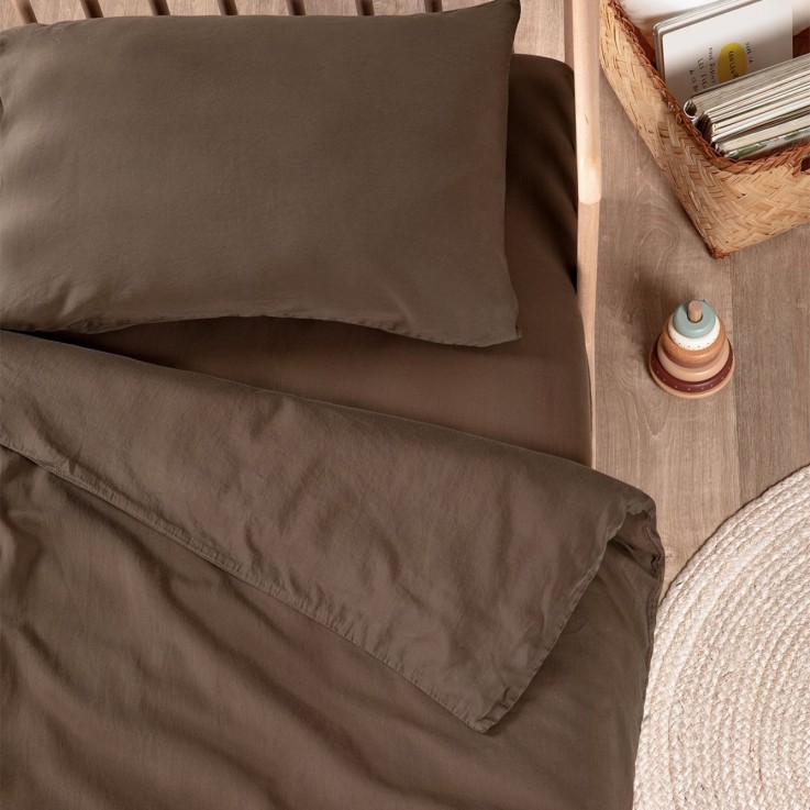 Taie d'oreiller Satin de Coton Bio lavé