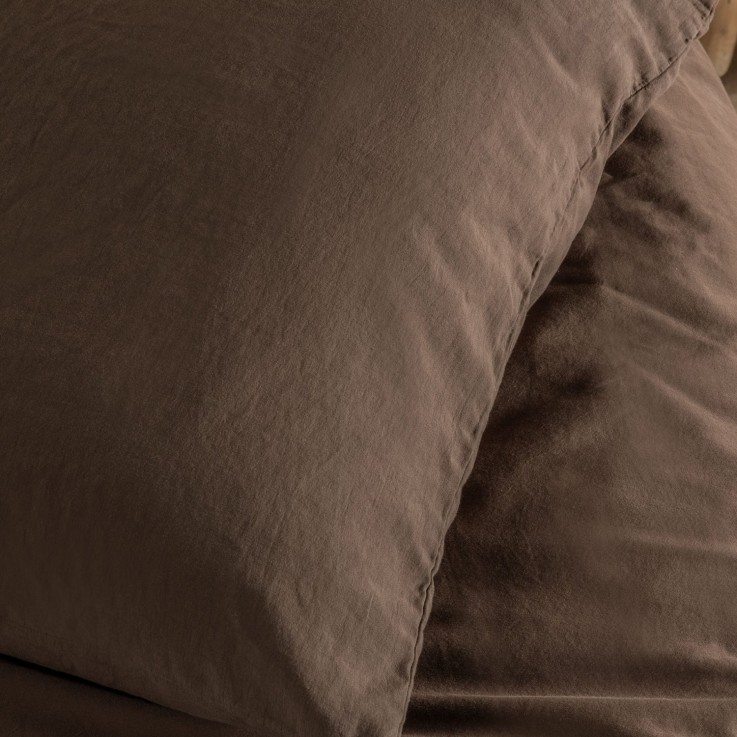 Taie d'oreiller Satin de Coton Bio lavé