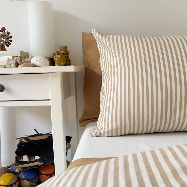 Taie d'oreiller Percale de Coton Bio rayé