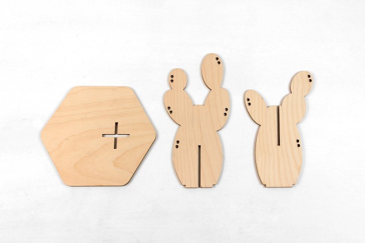 Porte-bijoux cactus California en bois