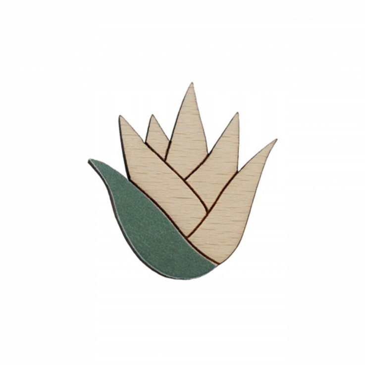 Broche Aloe verte en bois