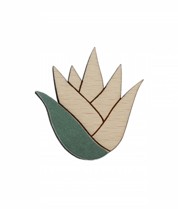 Broche Aloe verte en bois