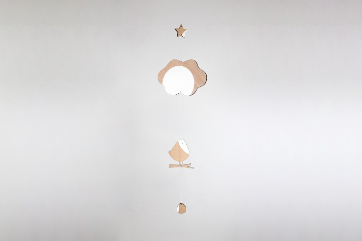 l'Oiseau et le Nuage mobile décoratif en bois