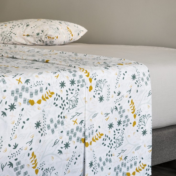 Drap plat 1 personne Coton Bio Yukari Douceur