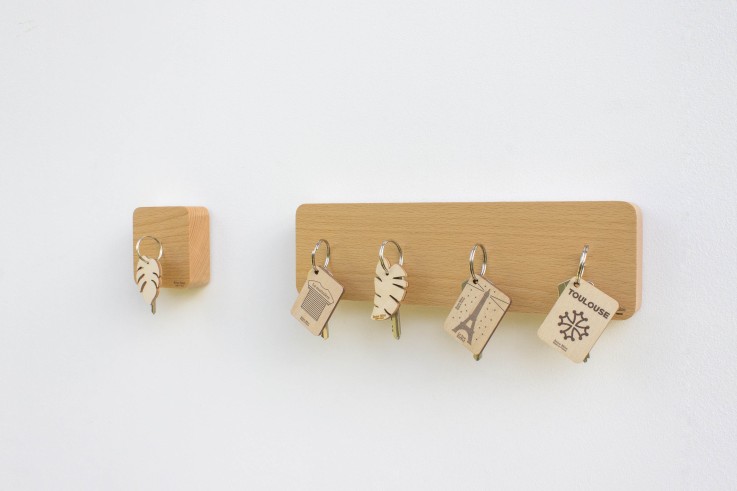 Porte-clés mural magnétique Newton S en bois