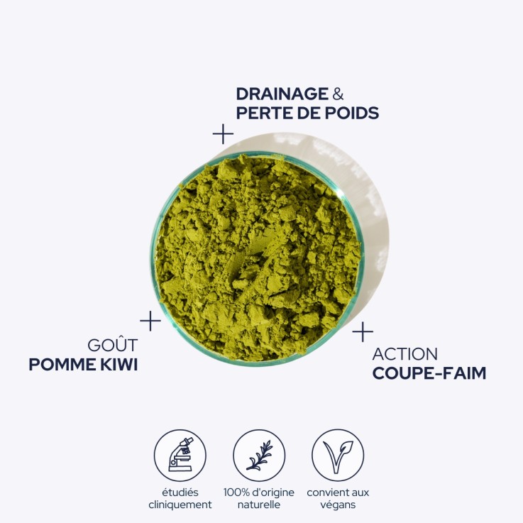 Poudre Drainante goût pomme kiwi (Cure 30 jours) Vegan