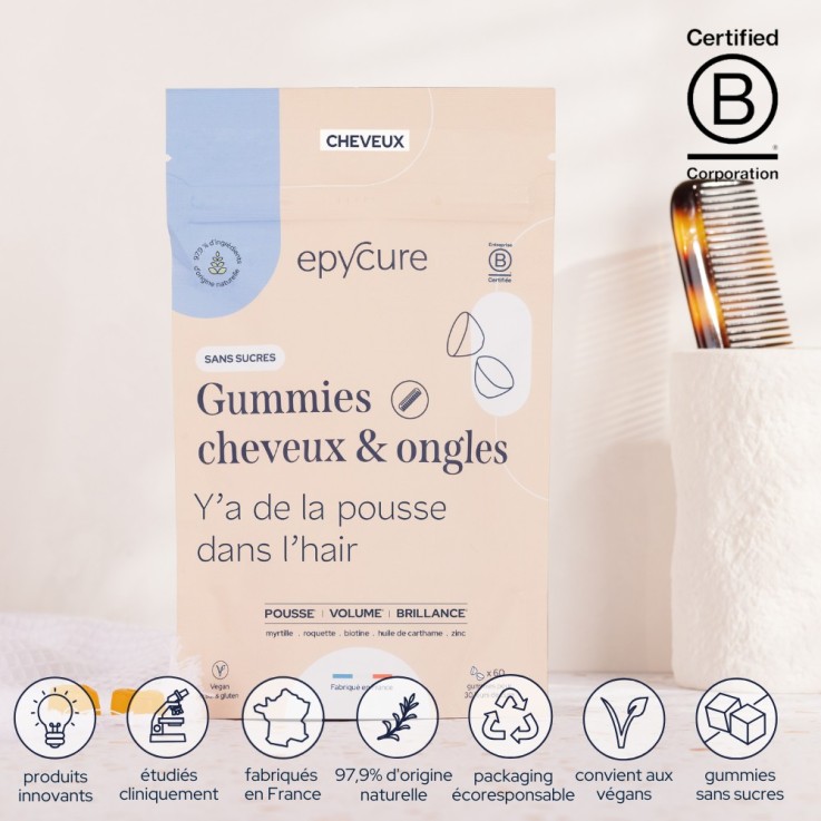 Gummies Cheveux & Ongles sans sucres (60 gummies) Vegan