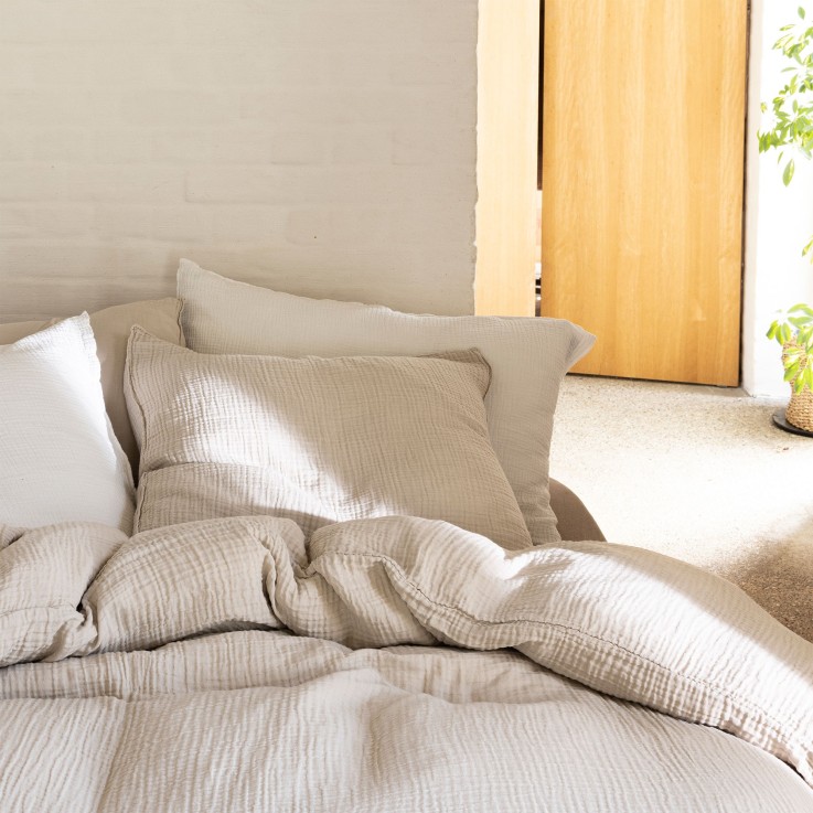 Taie d'oreiller Simplement Gaufré en gaze de Coton