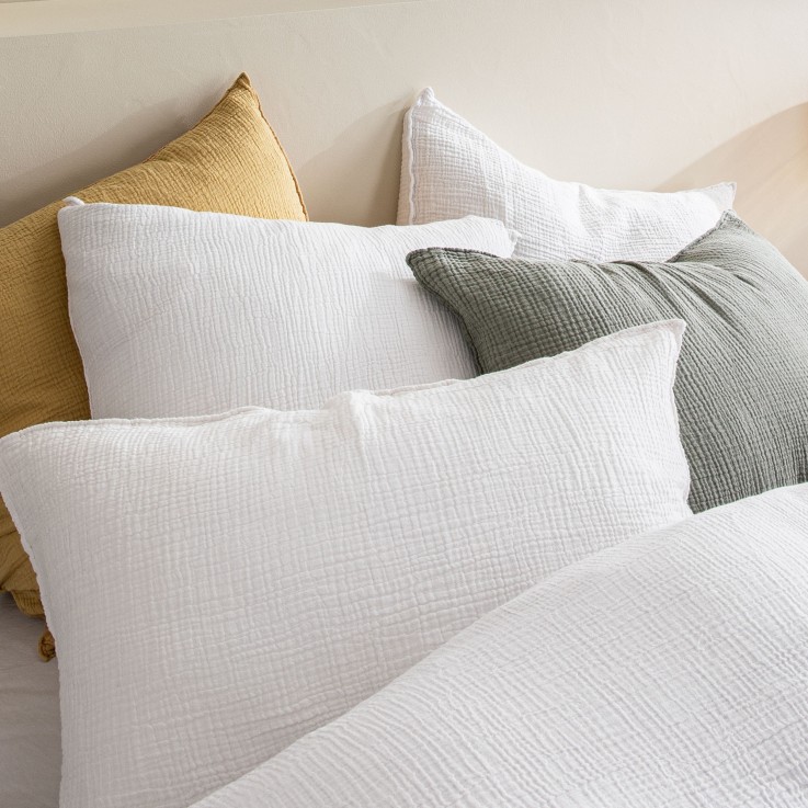 Taie d'oreiller Simplement Gaufré en gaze de Coton