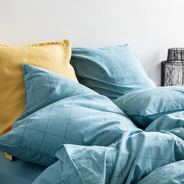 Taie d'oreiller Impression Graphique en percale de Coton lavé