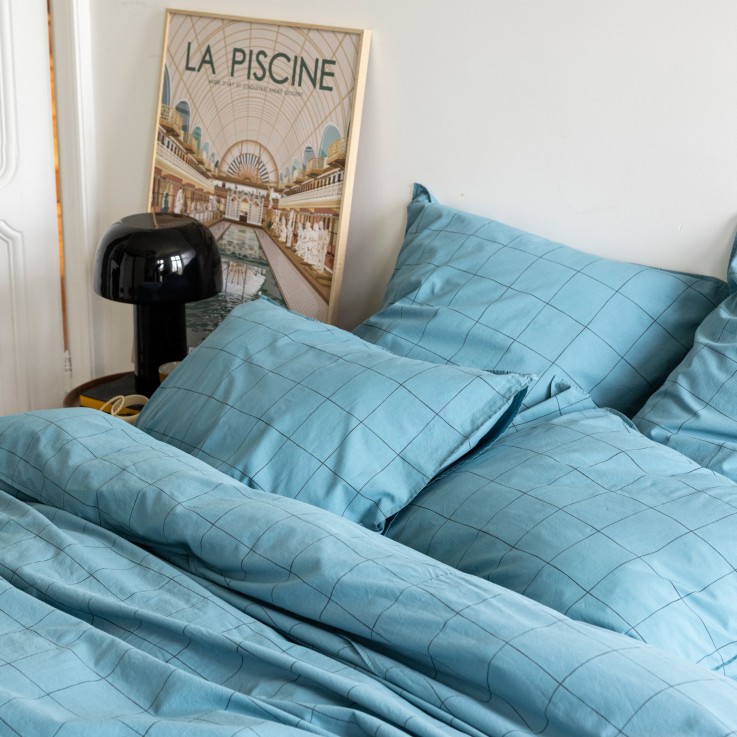Taie d'oreiller Impression Graphique en percale de Coton lavé