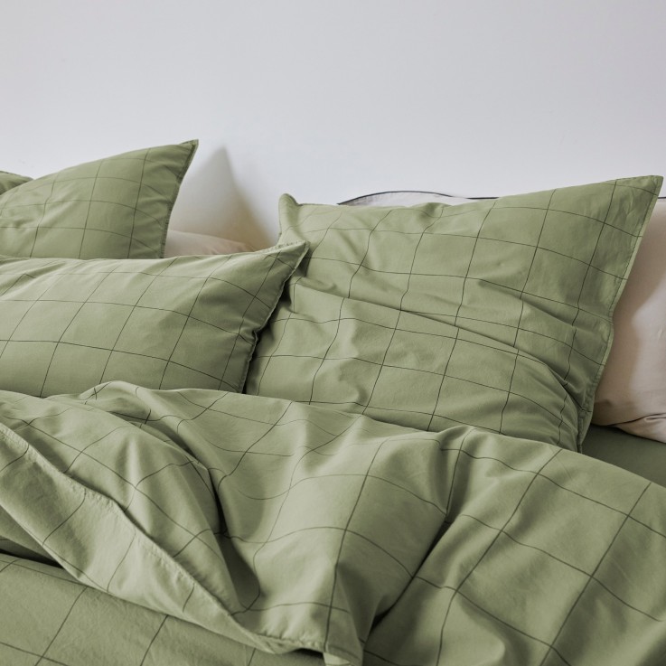 Taie d'oreiller Impression Graphique en percale de Coton lavé