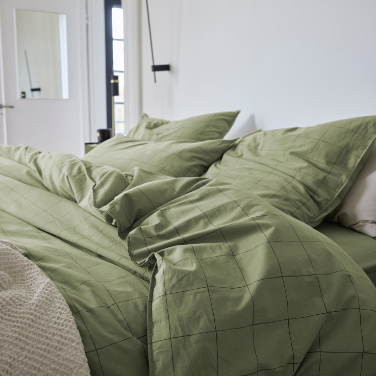 Taie d'oreiller Impression Graphique en percale de Coton lavé