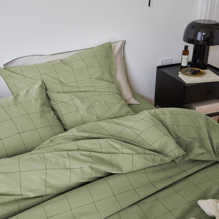 Taie d'oreiller Impression Graphique en percale de Coton lavé