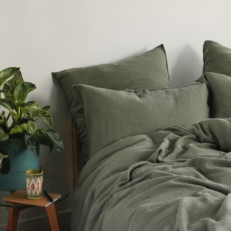 Taie d'oreiller Simplement Gaufré en gaze de Coton