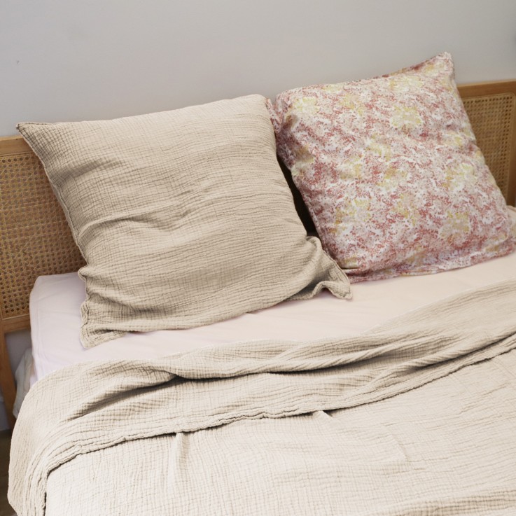 Drap plat Simplement Gaufré en gaze de Coton