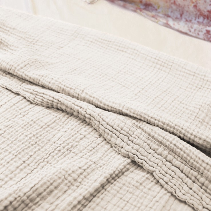Drap plat Simplement Gaufré en gaze de Coton