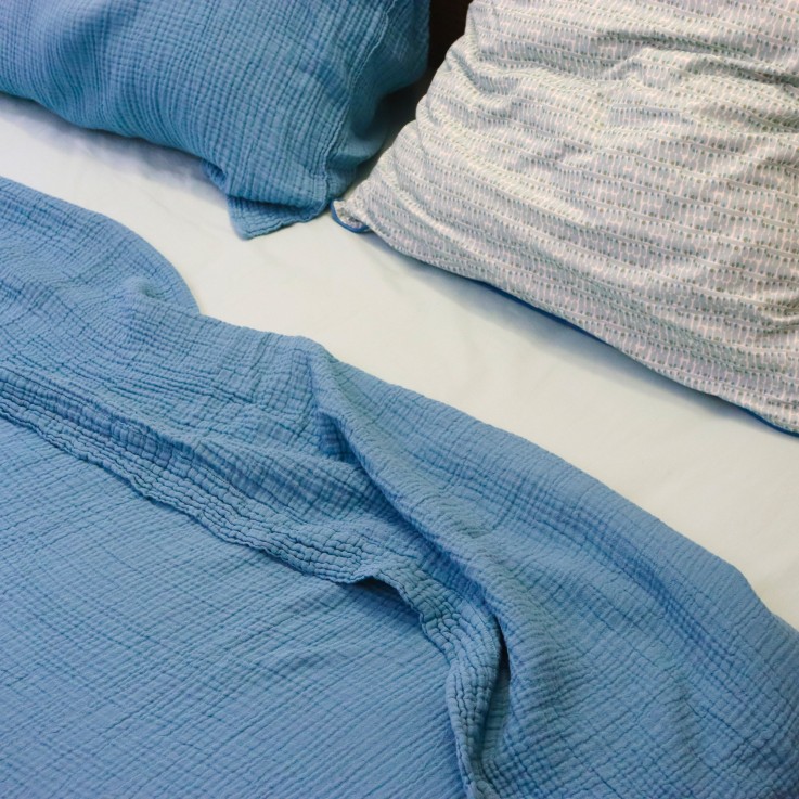 Drap plat Simplement Gaufré en gaze de Coton