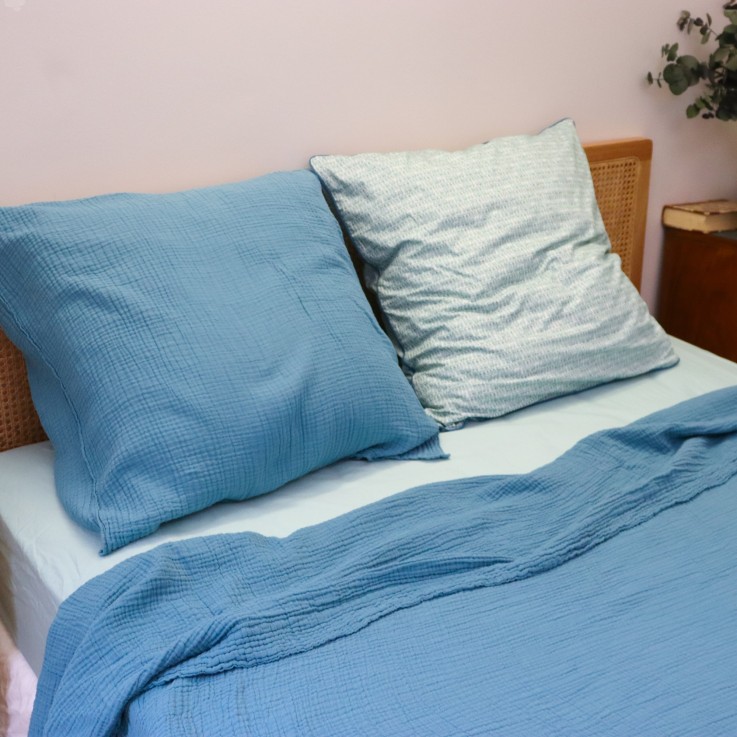 Drap plat Simplement Gaufré en gaze de Coton