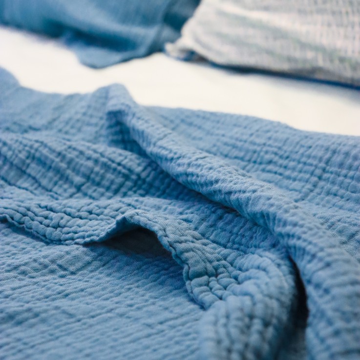 Drap plat Simplement Gaufré en gaze de Coton