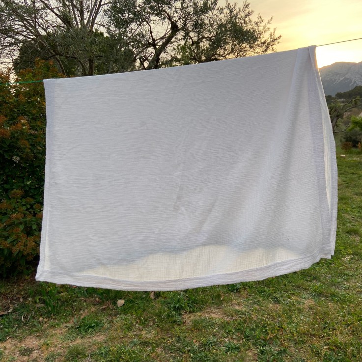 Drap plat Simplement Gaufré en gaze de Coton