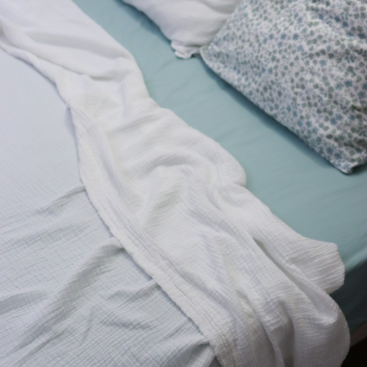 Drap plat Simplement Gaufré en gaze de Coton