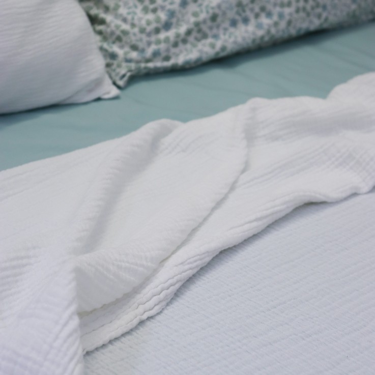 Drap plat Simplement Gaufré en gaze de Coton