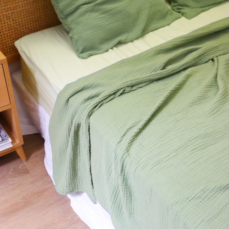 Drap plat Simplement Gaufré en gaze de Coton