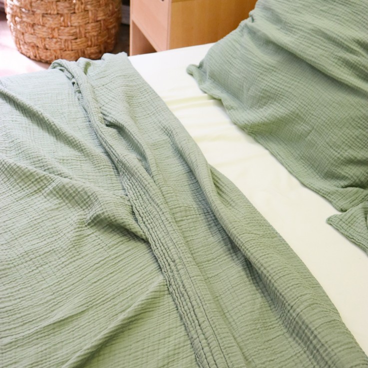 Drap plat Simplement Gaufré en gaze de Coton
